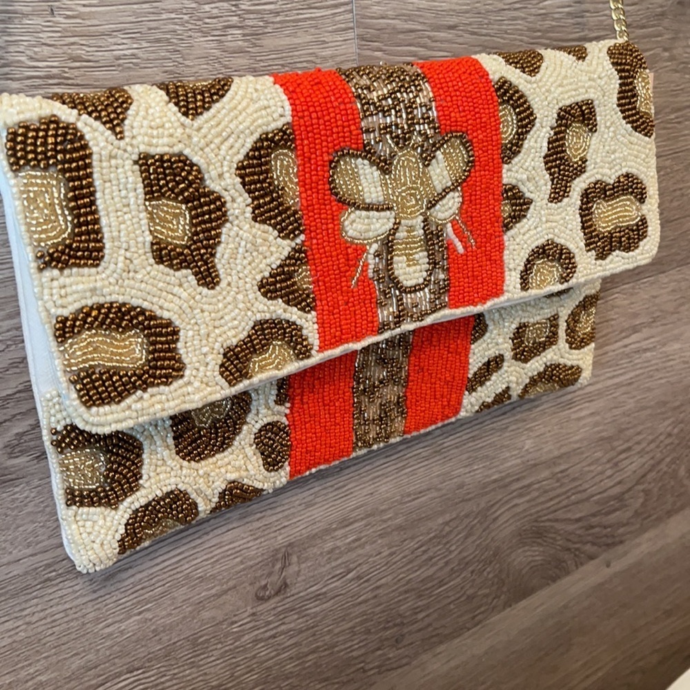 Beaded Bee clutch/shoulder bag